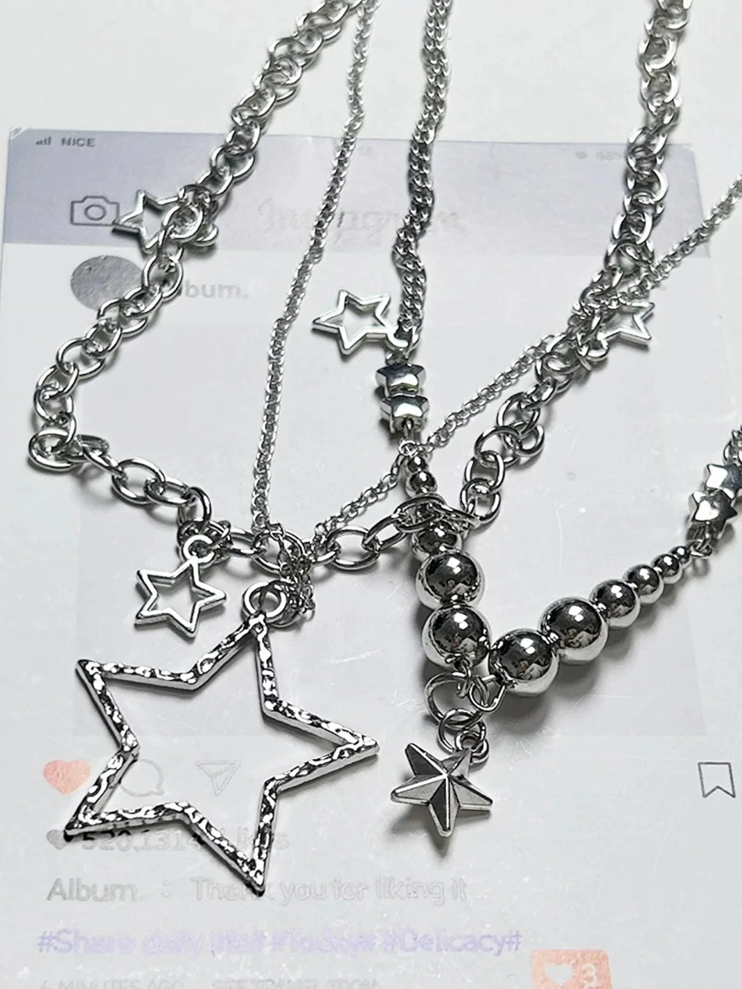 KHEPHAIA | Star Pendant Silver Necklace Set