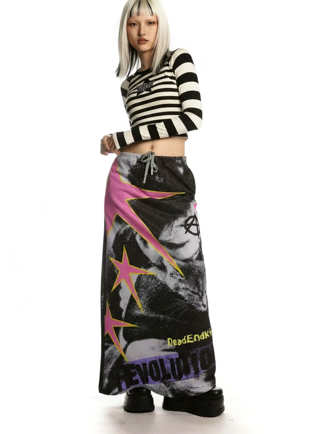 DeadEndKids | Punk Print Long Sweat Skirt
