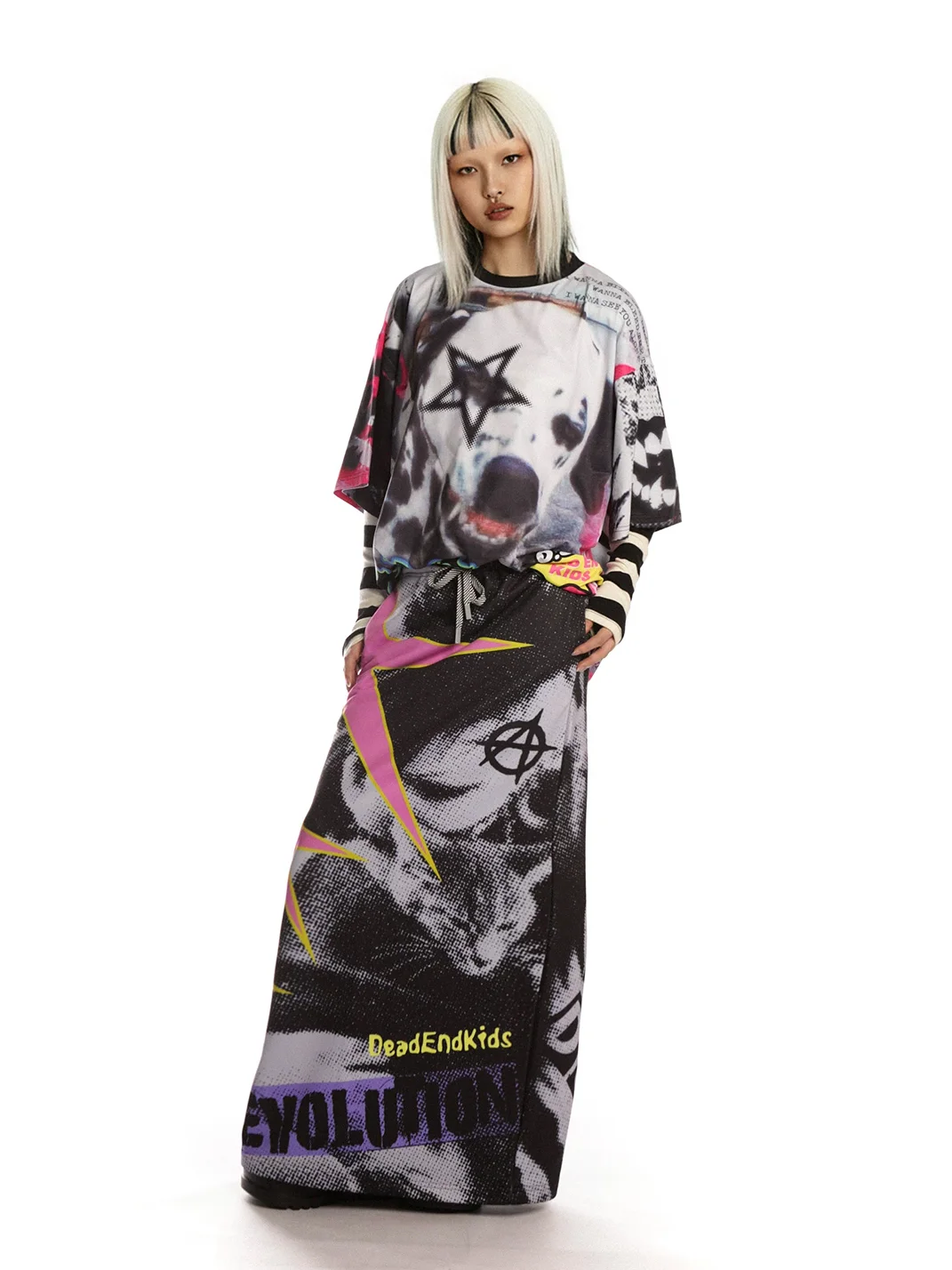 DeadEndKids | Punk Print Long Sweat Skirt