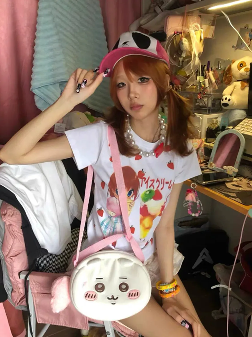 WEBBAR | Y2K Ice Cream Anime Girl Graphic T-Shirt