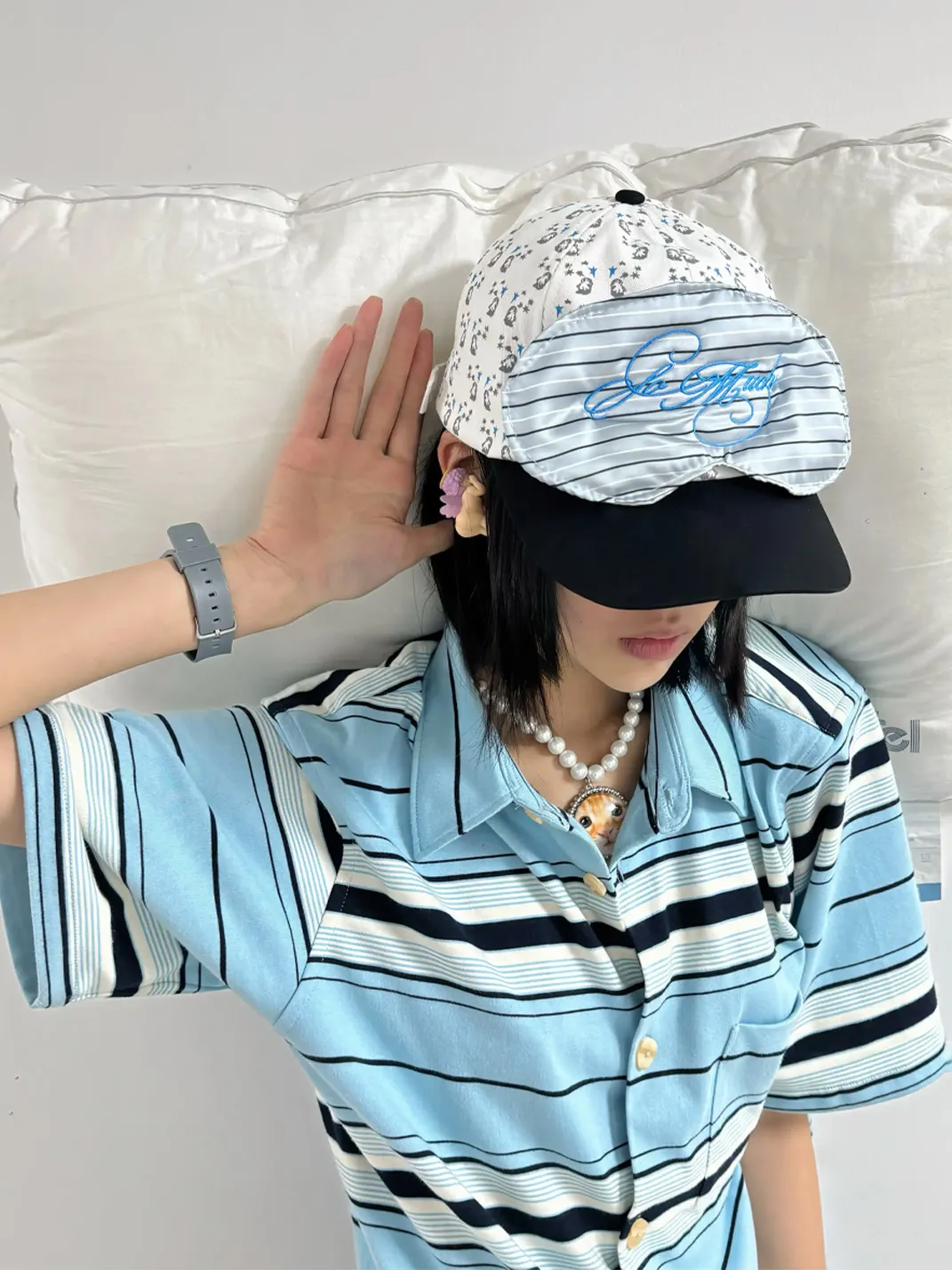 ZHANGS | Satin Eye Mask Embroidered Graphic Baseball Cap
