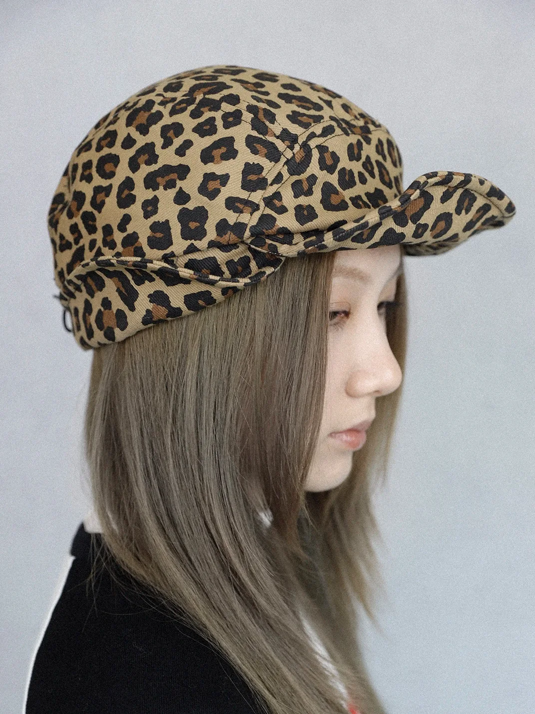 HappyRestaurant | Leopard Denim Adjustable Flight Cap