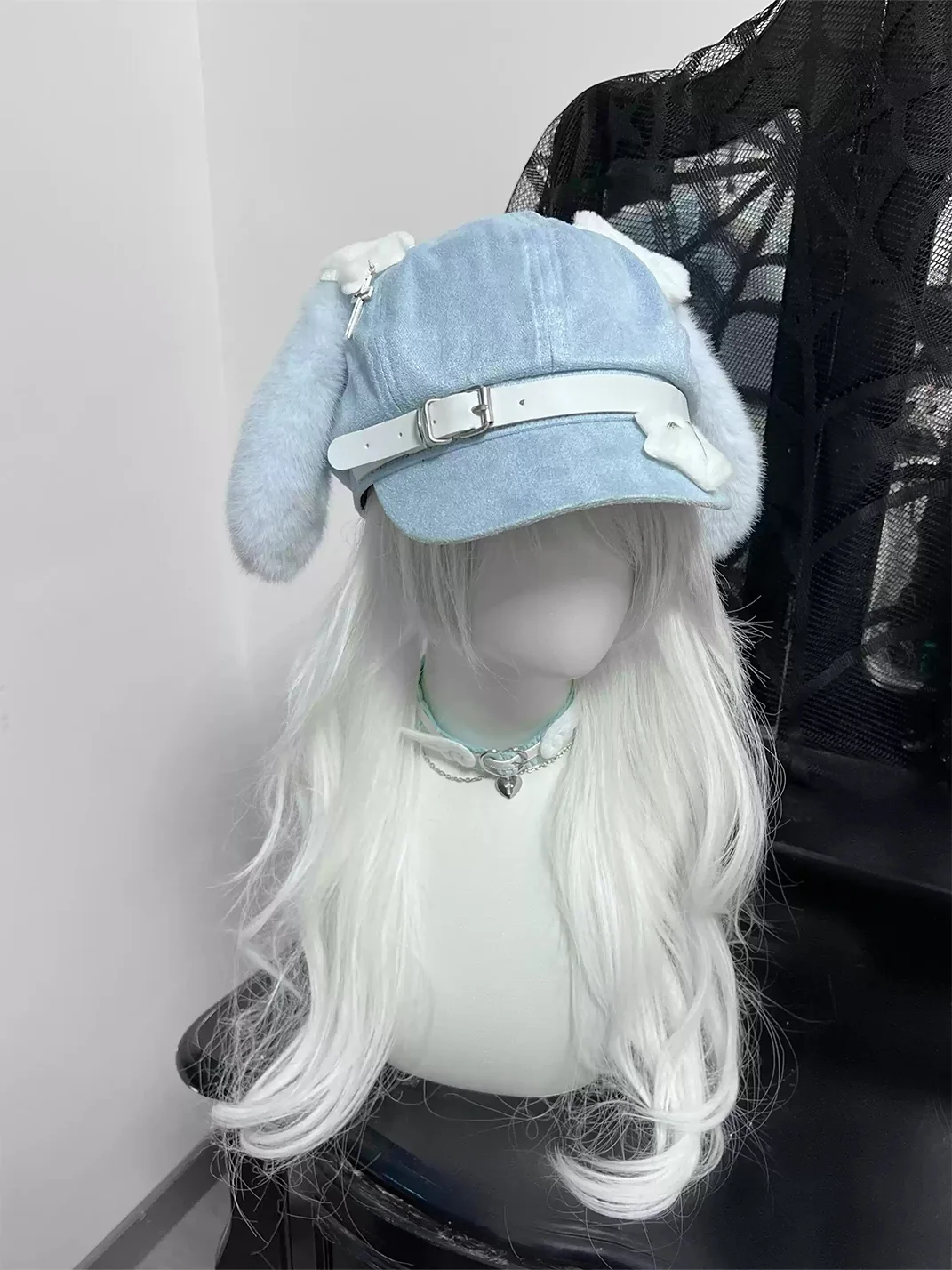 1GASTERINN | Light Blue Puppy Ear Beret Hat