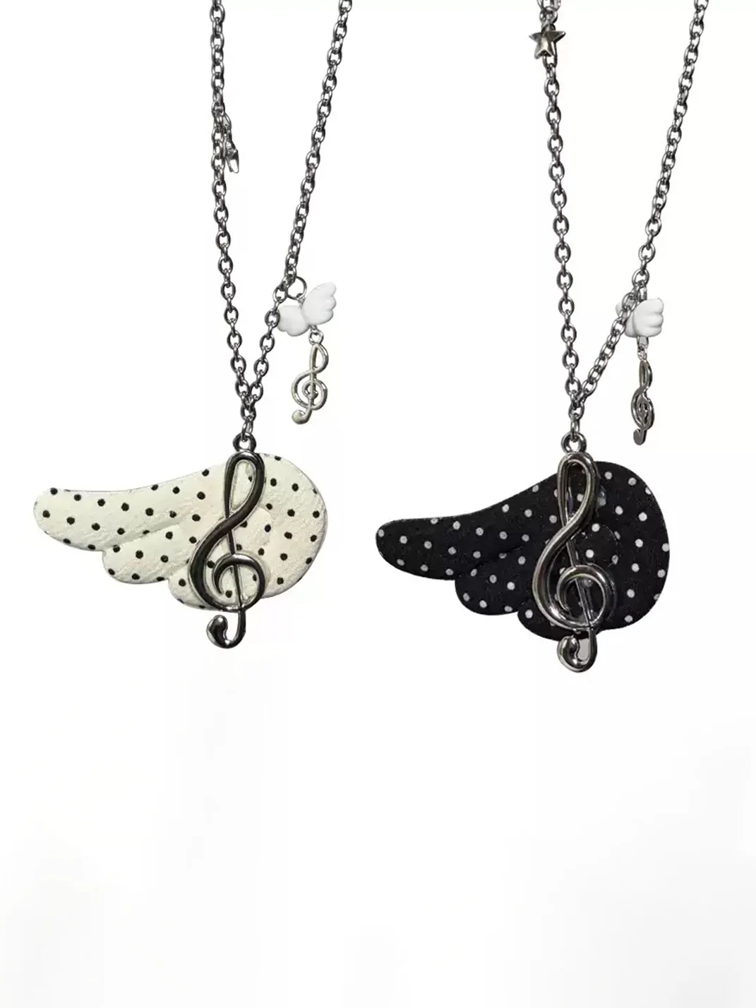 KHEPHAIA | Black White Polka Dot Wing Necklace