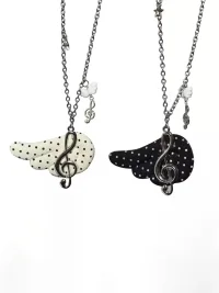 KHEPHAIA | Black White Polka Dot Wing Necklace
