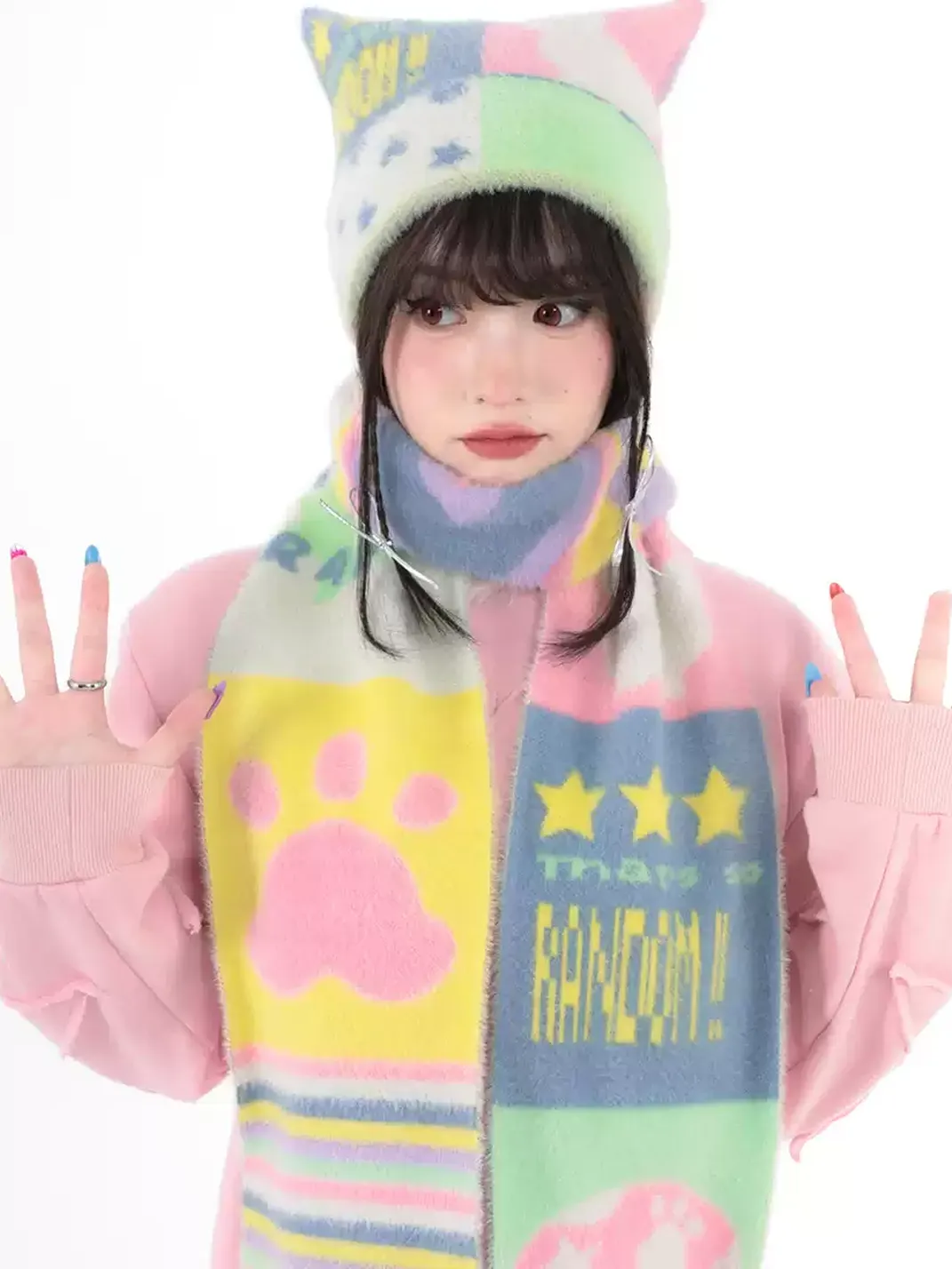 Hashtag DDD | Colorful Cat-Ear Reversible Knit Beanie