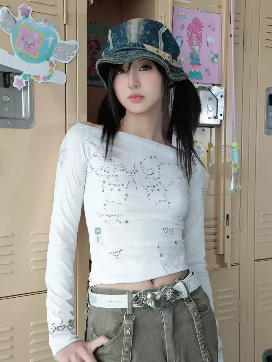 Hashtag DDD | Y2K Angel Heart Wing PU Belt