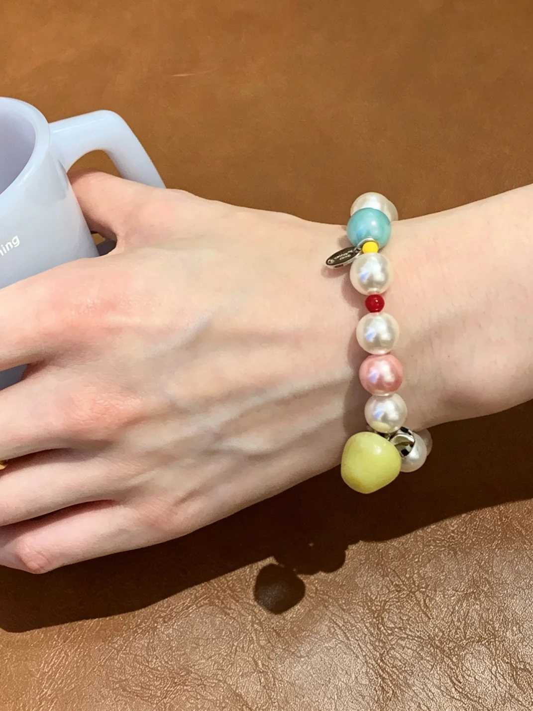 HappyRestaurant | Natural Stone Mushroom and Apple Beaded Bracelet