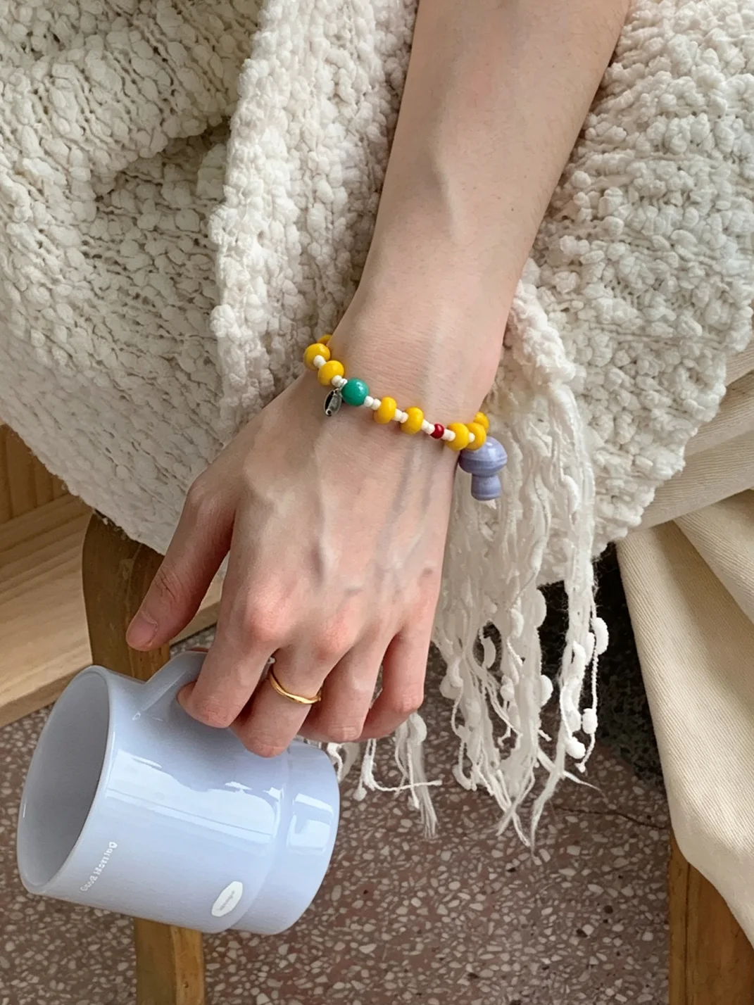 HappyRestaurant | Natural Stone Mushroom and Apple Beaded Bracelet