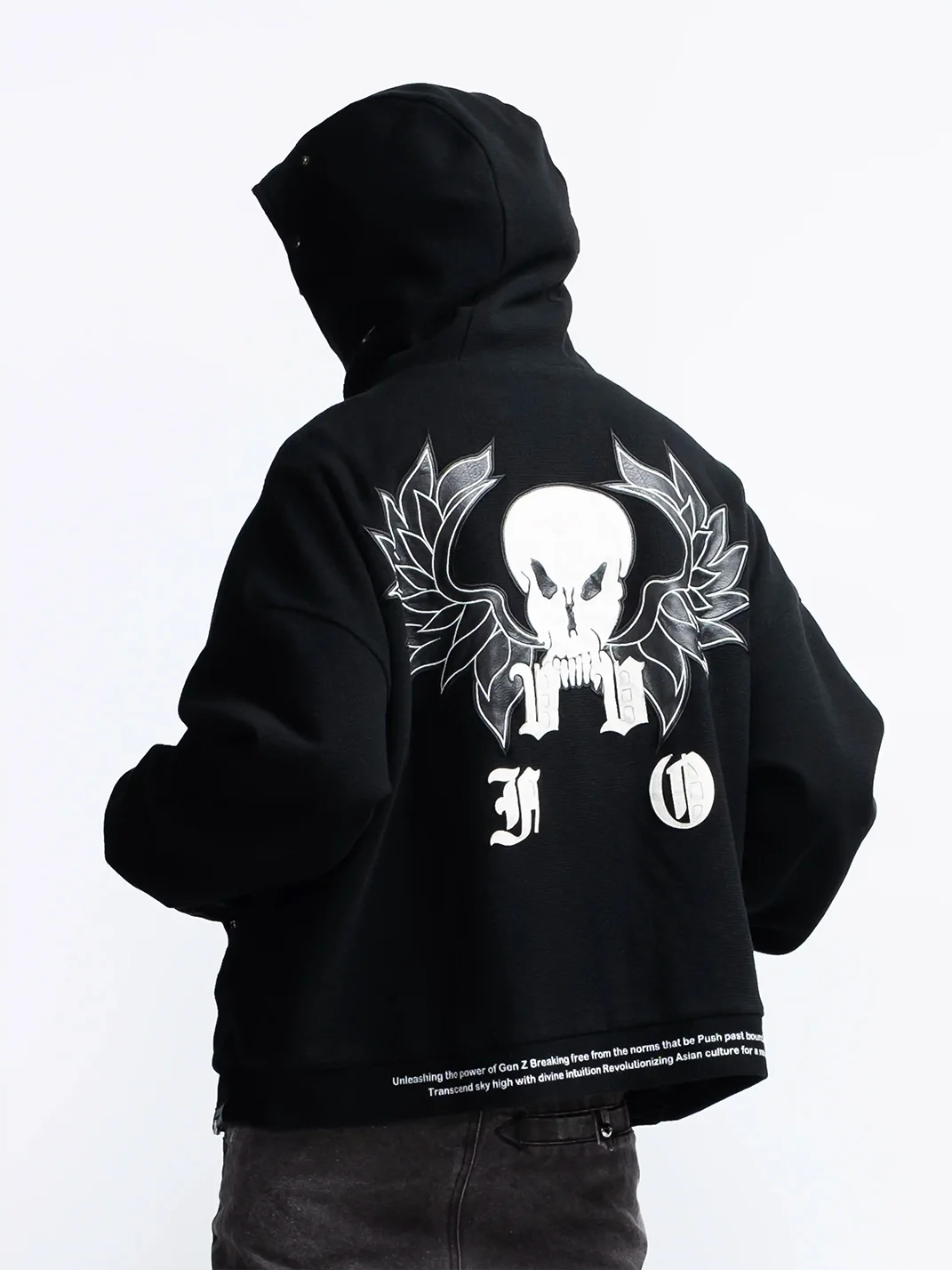 FVVO | Waffle Embroidered Mask Oversized Zip Hoodie