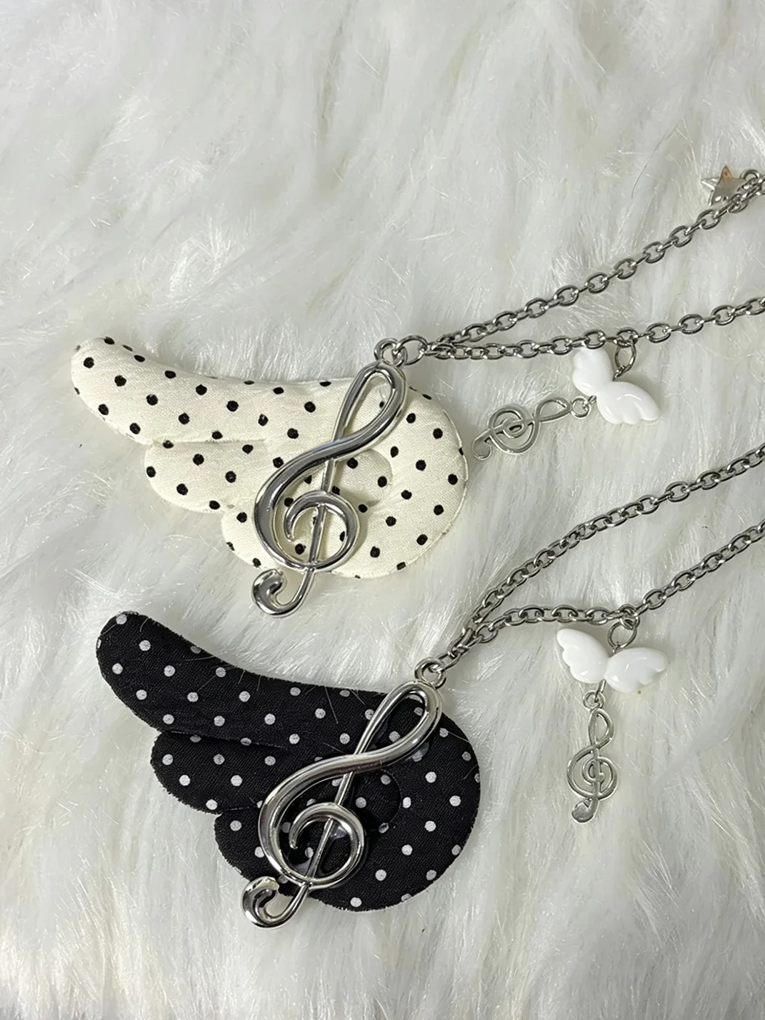 KHEPHAIA | Black White Polka Dot Wing Necklace