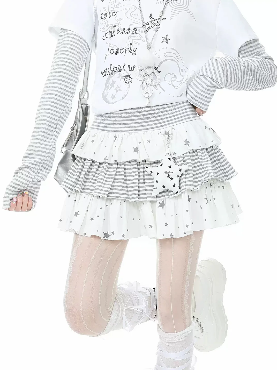 Languid Park | Y2K Star Stripe Layered Cake Skirt