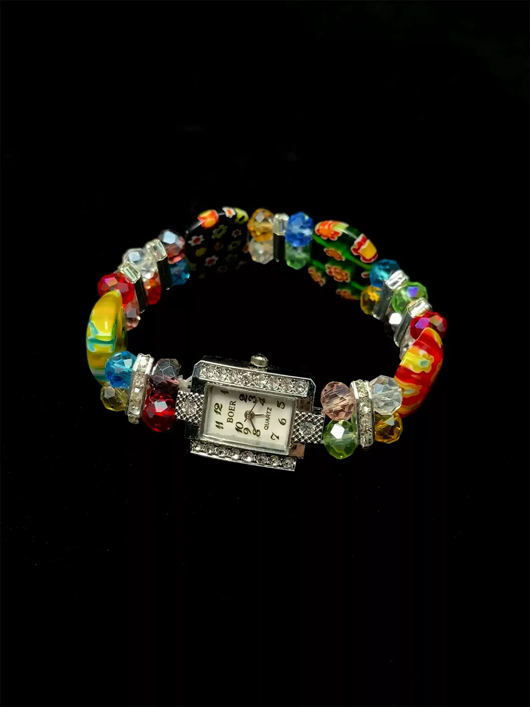 Cvintagettic | Vintage Glazed Flower Enamel Alloy Watch