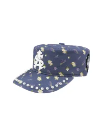 Avenue and Son | Floral Pearl-Trim Embroidered Flat-Top Cap