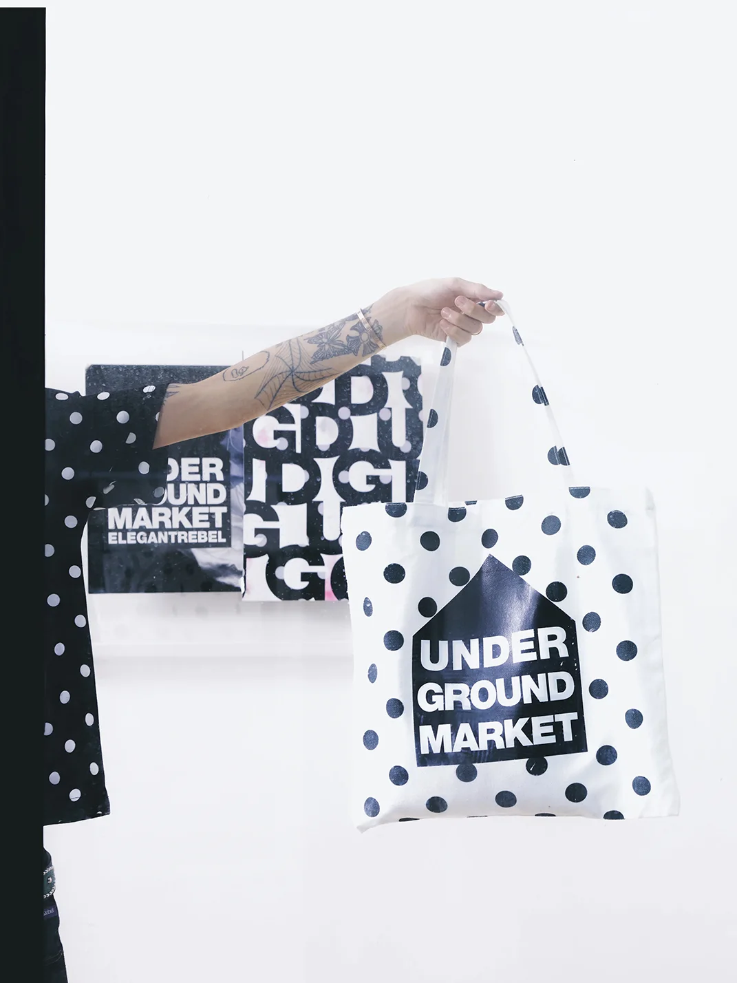 feex(u) | White Polka Dot Tote Bag