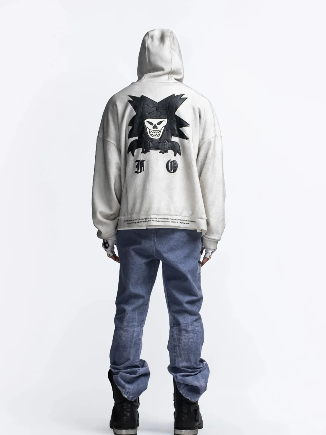 FVVO | Waffle Embroidered Mask Oversized Zip Hoodie