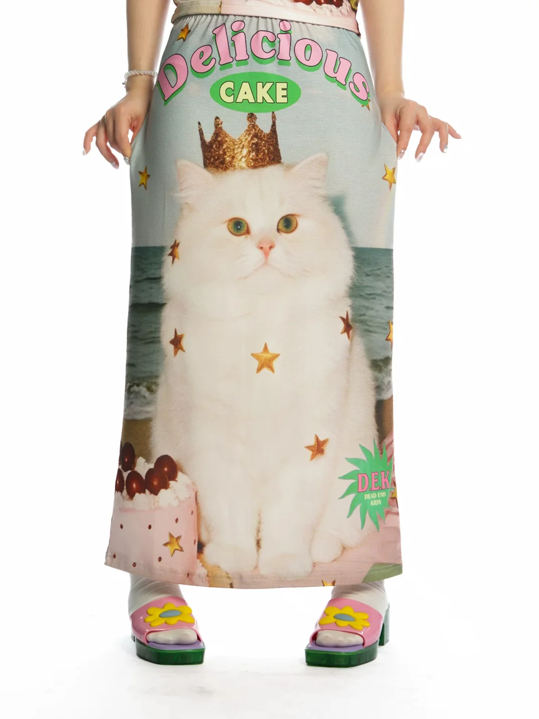 DeadEndKids | Y2K Printed Stretch Long Skirt