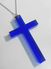 AXBD | Transparent Blue Cross Pendant Necklace