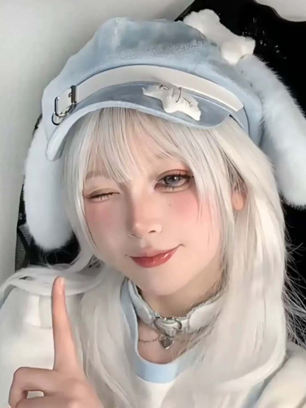 1GASTERINN | Light Blue Puppy Ear Beret Hat