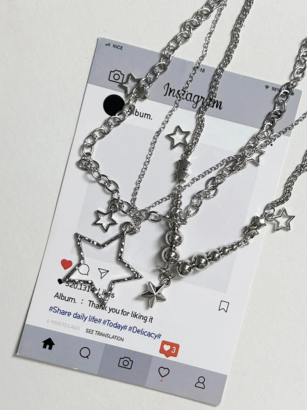 KHEPHAIA | Star Pendant Silver Necklace Set