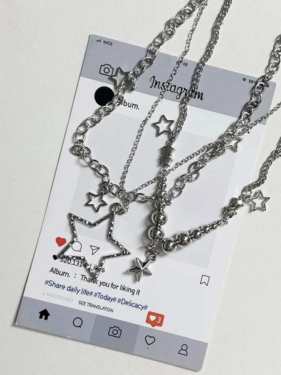 KHEPHAIA | Star Pendant Silver Necklace Set - 4