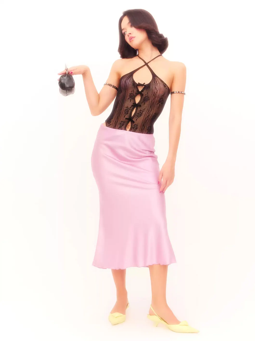 Nodress | Velvet Bow Lace Bodysuit Tank Top