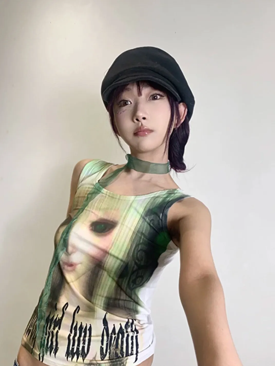 WEBBAR | Green Spirit Y2K Graphic Tank Top