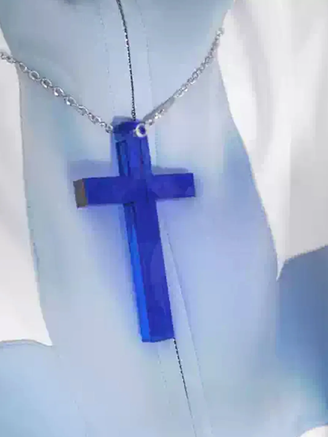 AXBD | Transparent Blue Cross Pendant Necklace