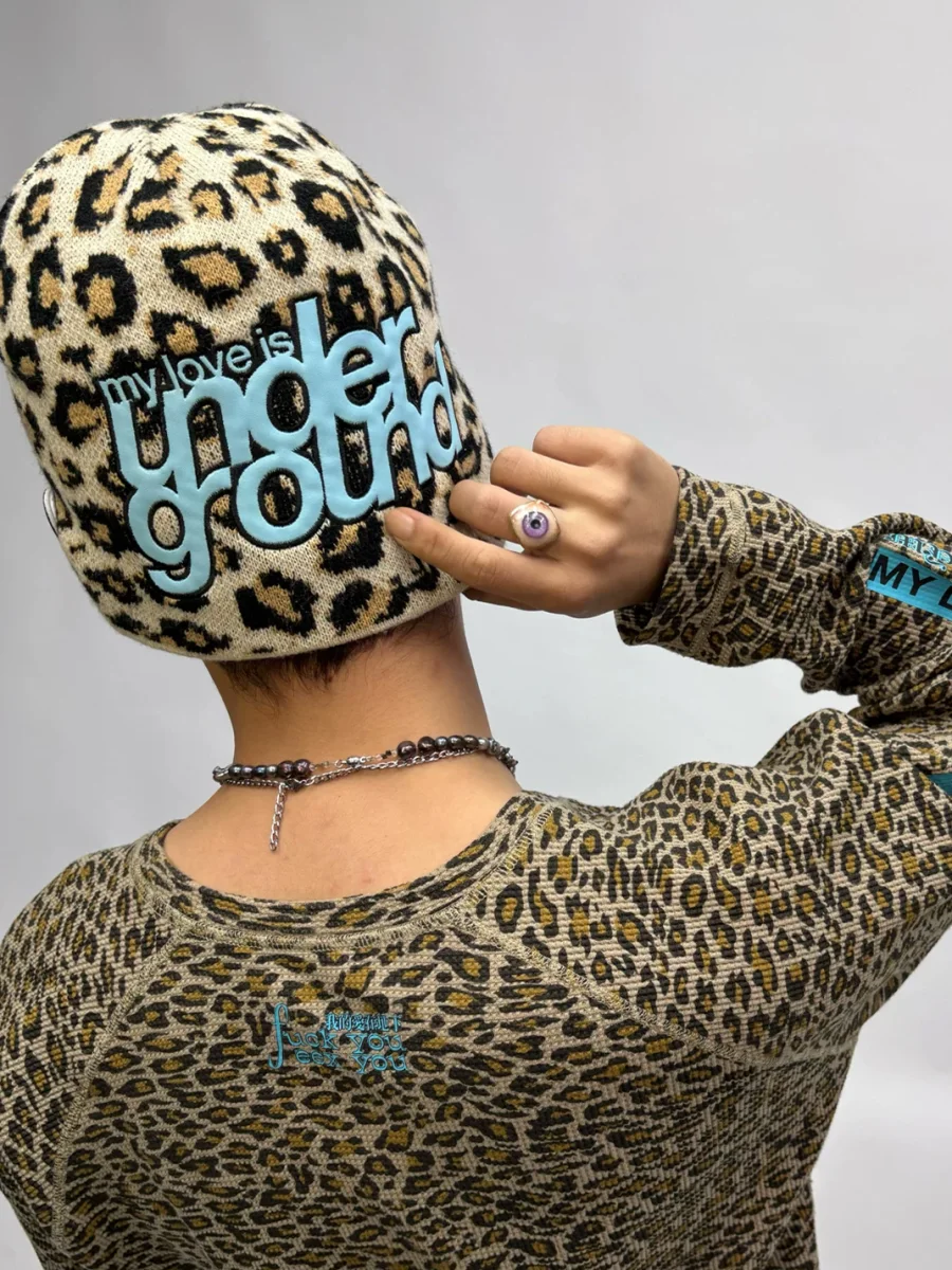 feex(u) | Leopard Jacquard Patchwork Beanie - 4