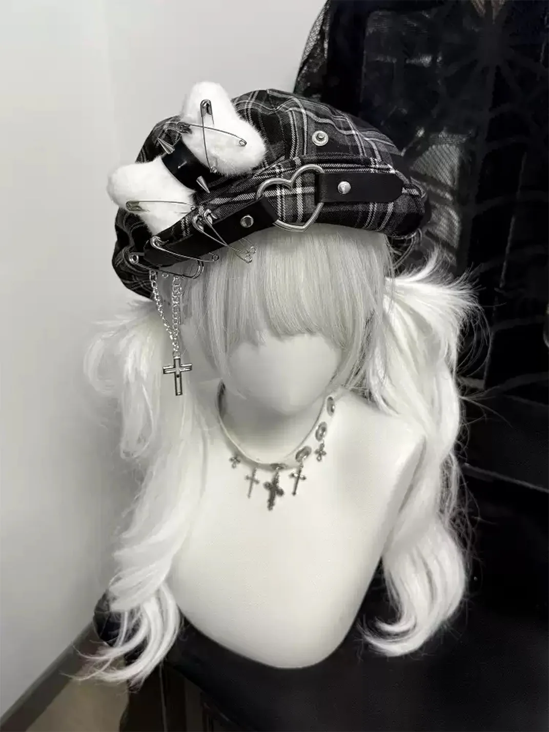 1GASTERINN | Y2K Subculture Beret Metal Grid Hat