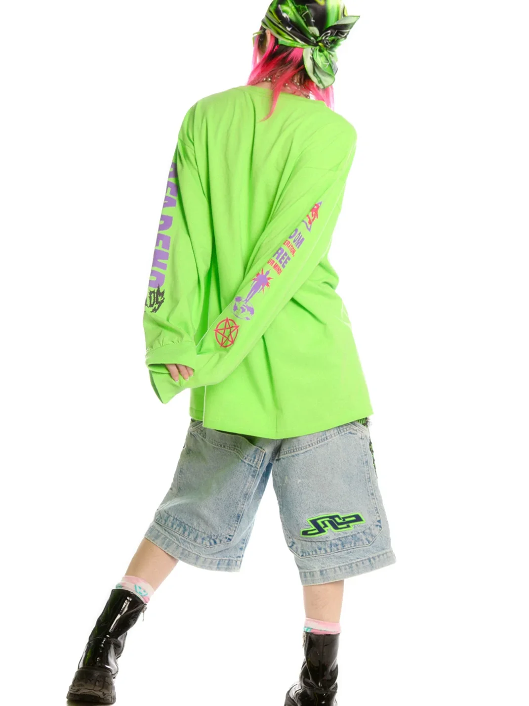 DeadEndKids | Alien Print Fluorescent Green Oversized Sweatshirt