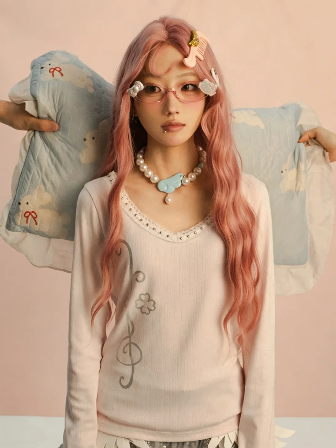 AmenAngel | Angel Wing Pearl Choker Necklace