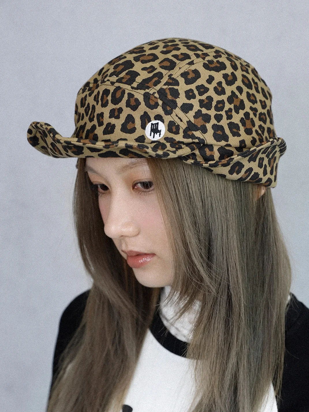 HappyRestaurant | Leopard Denim Adjustable Flight Cap