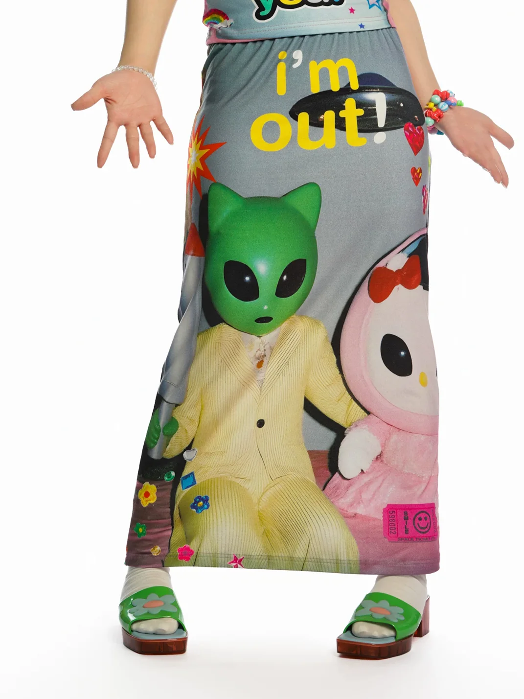 DeadEndKids | Y2K Printed Stretch Long Skirt