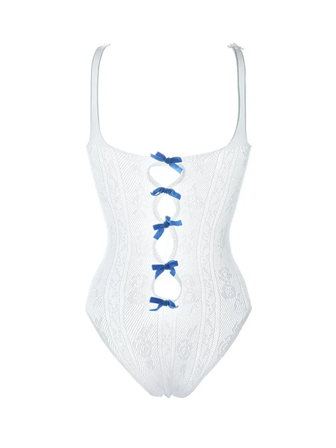 Nodress | Velvet Bow Lace Bodysuit Tank Top