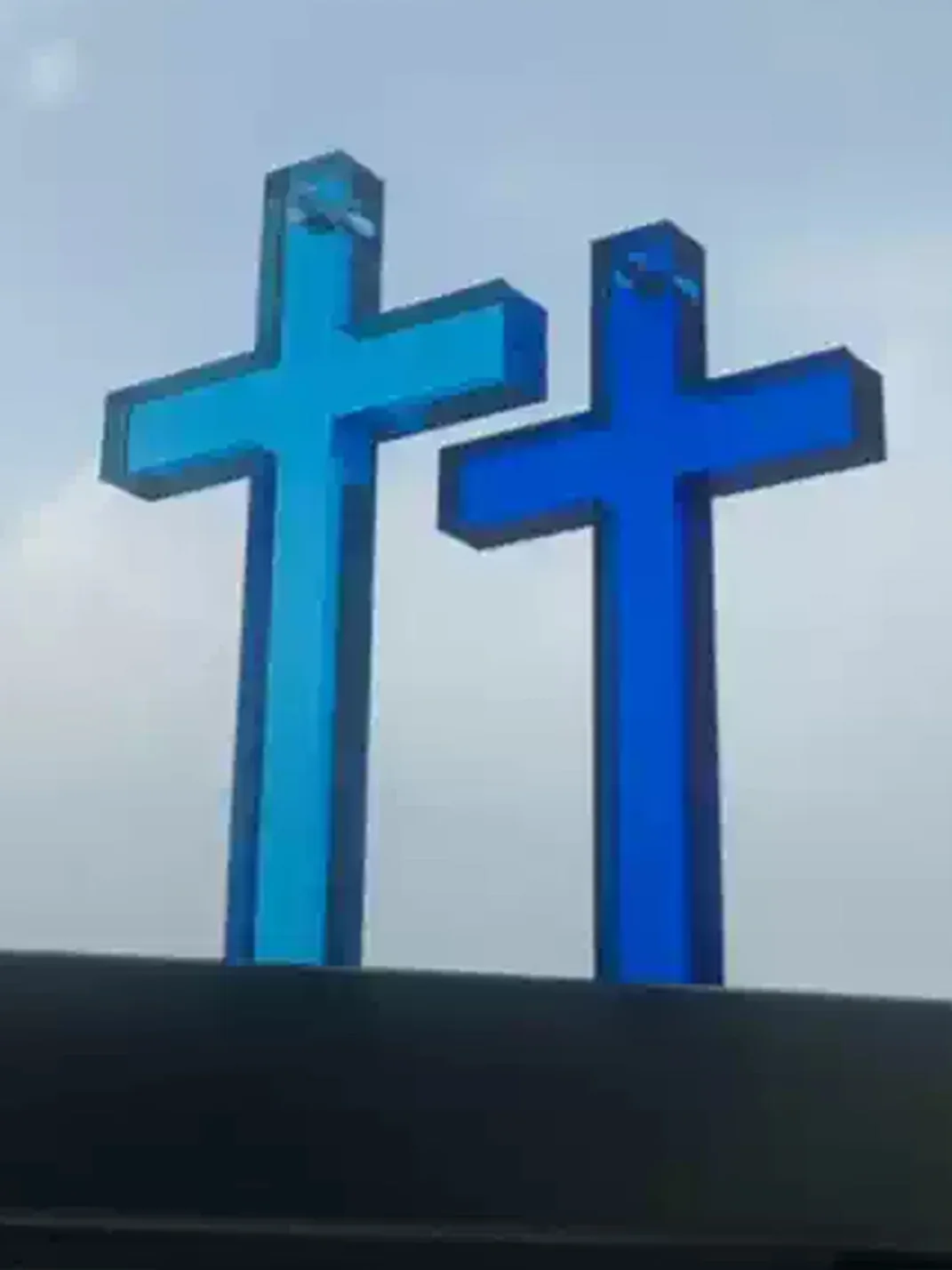 AXBD | Transparent Blue Cross Pendant Necklace