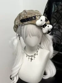 1GASTERINN | Y2K Subculture Beret Metal Grid Hat