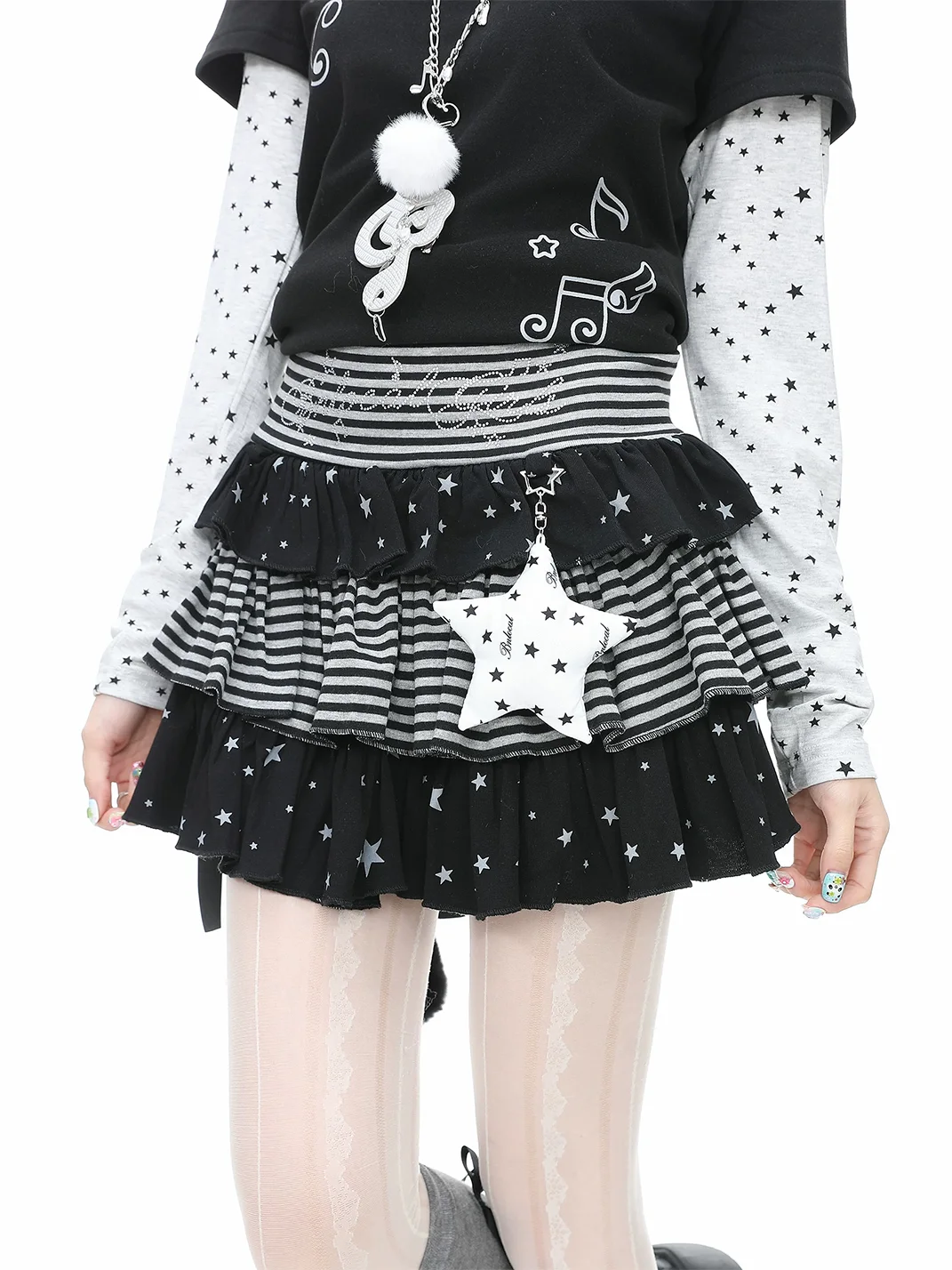 Languid Park | Y2K Star Stripe Layered Cake Skirt