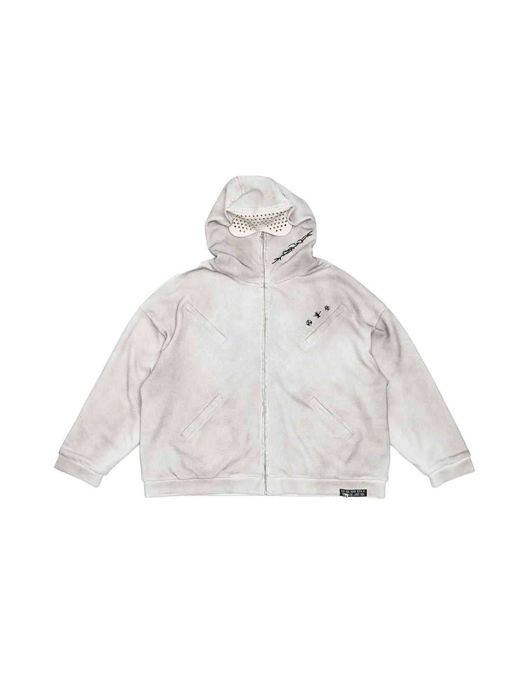 FVVO | Waffle Embroidered Mask Oversized Zip Hoodie