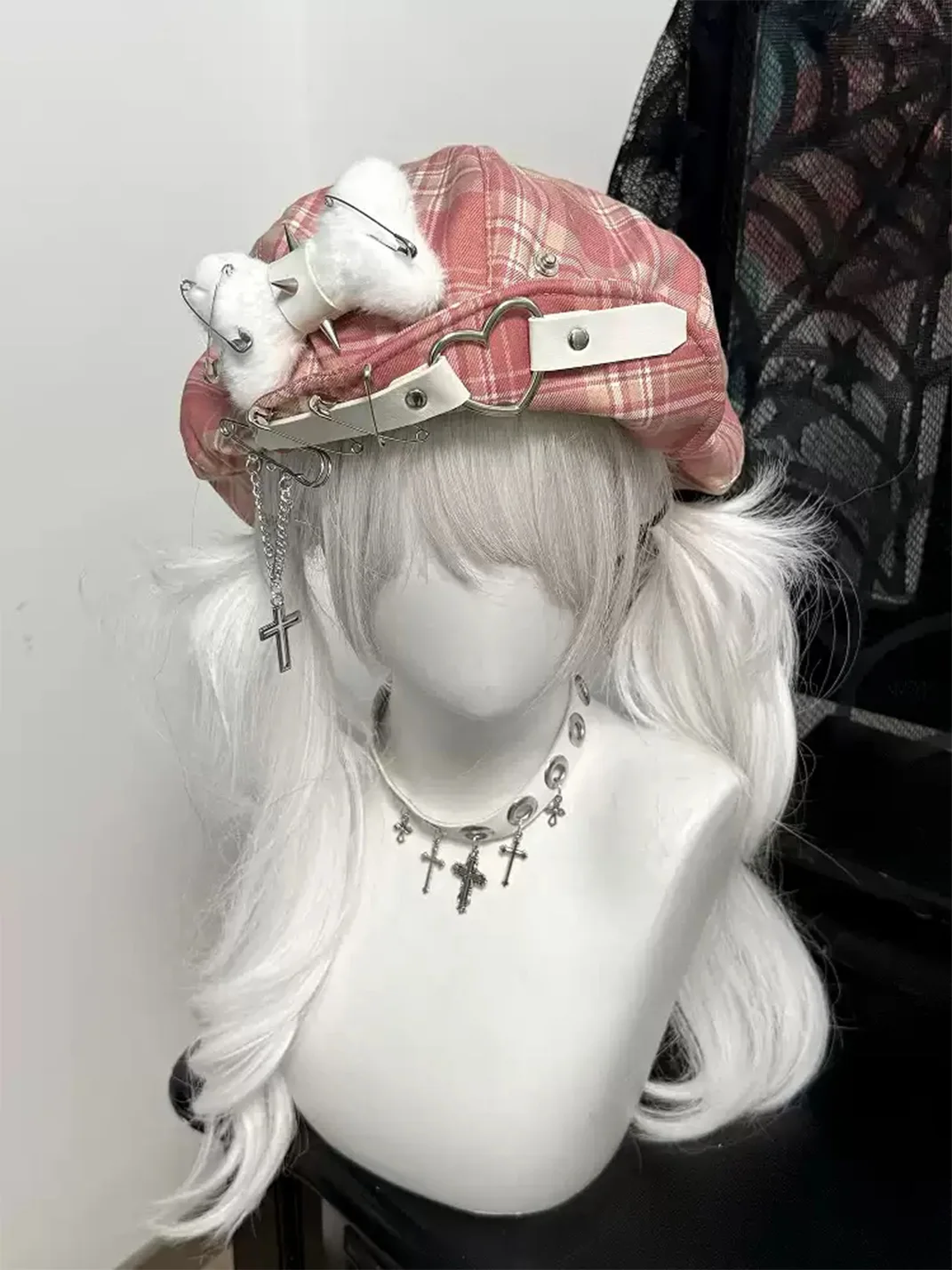 1GASTERINN | Y2K Subculture Beret Metal Grid Hat