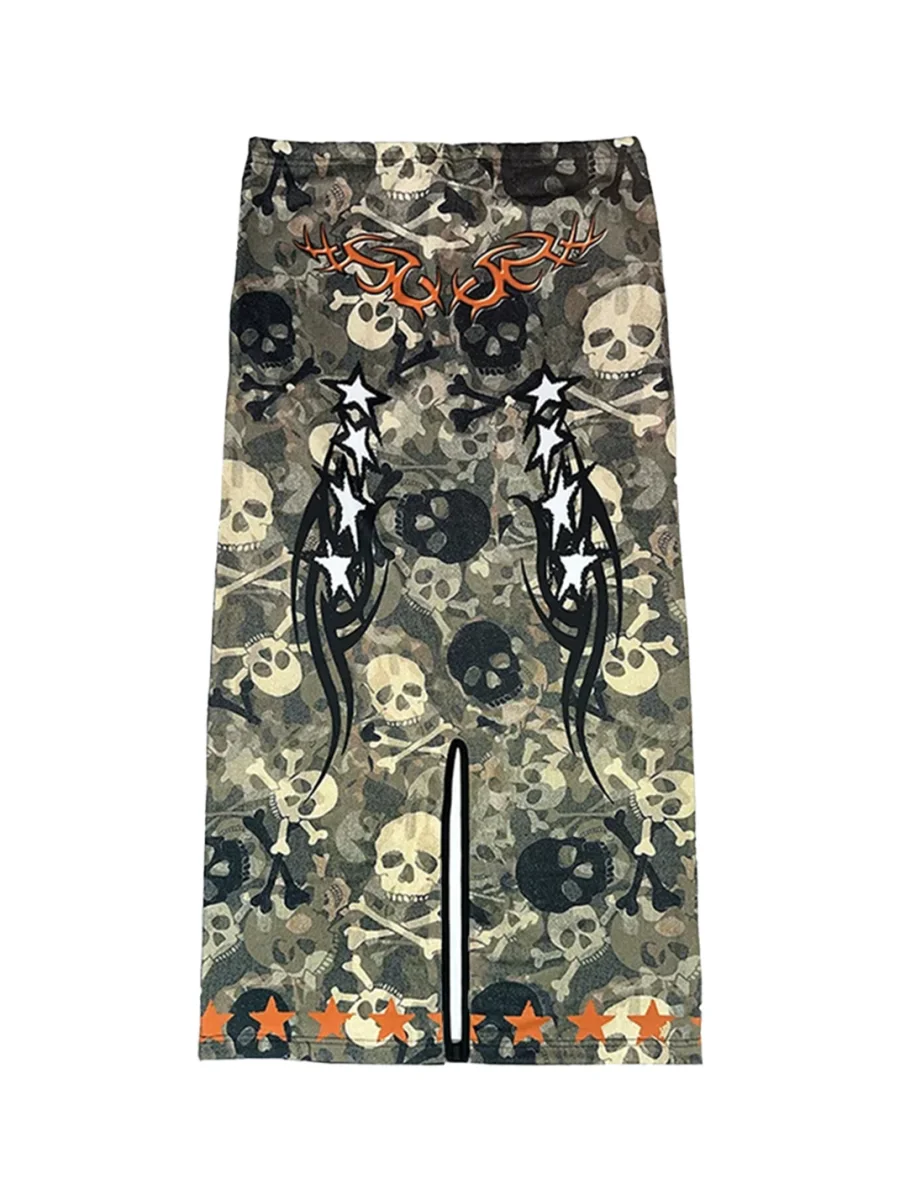 DeadEndKids | Camouflage Print Long Casual Skirt - 2