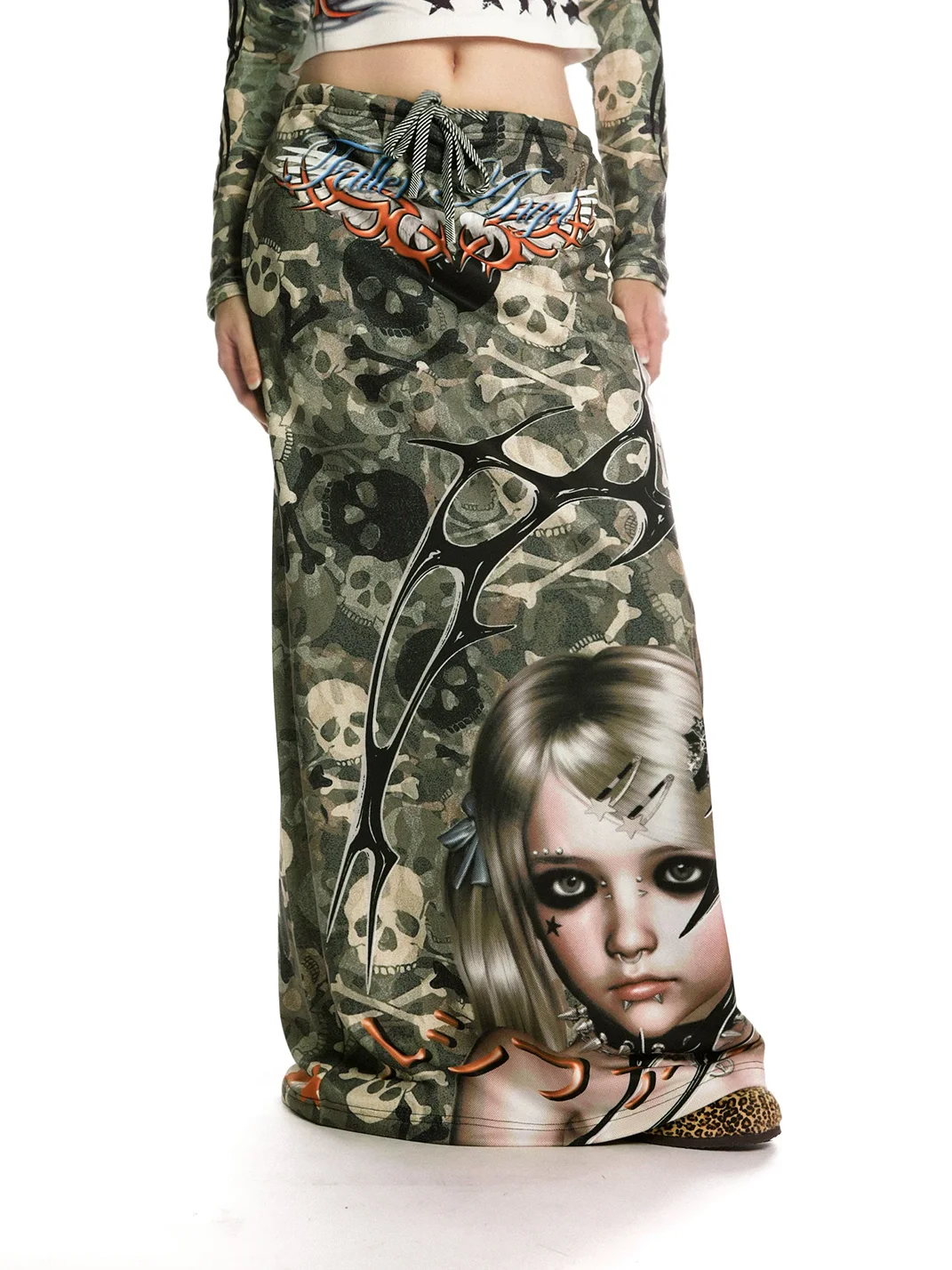 DeadEndKids | Camouflage Print Long Casual Skirt