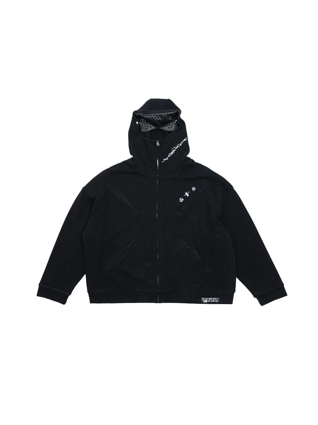 FVVO | Waffle Embroidered Mask Oversized Zip Hoodie