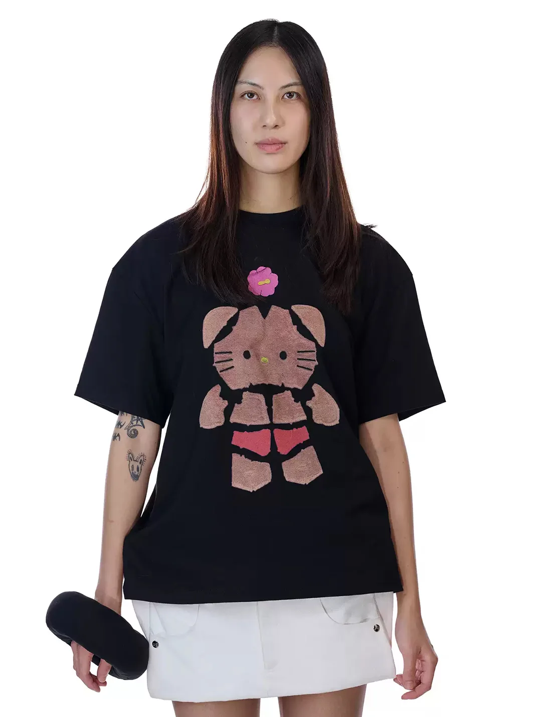 Fey Fey Worldwide | Kitty Print Black T-Shirt