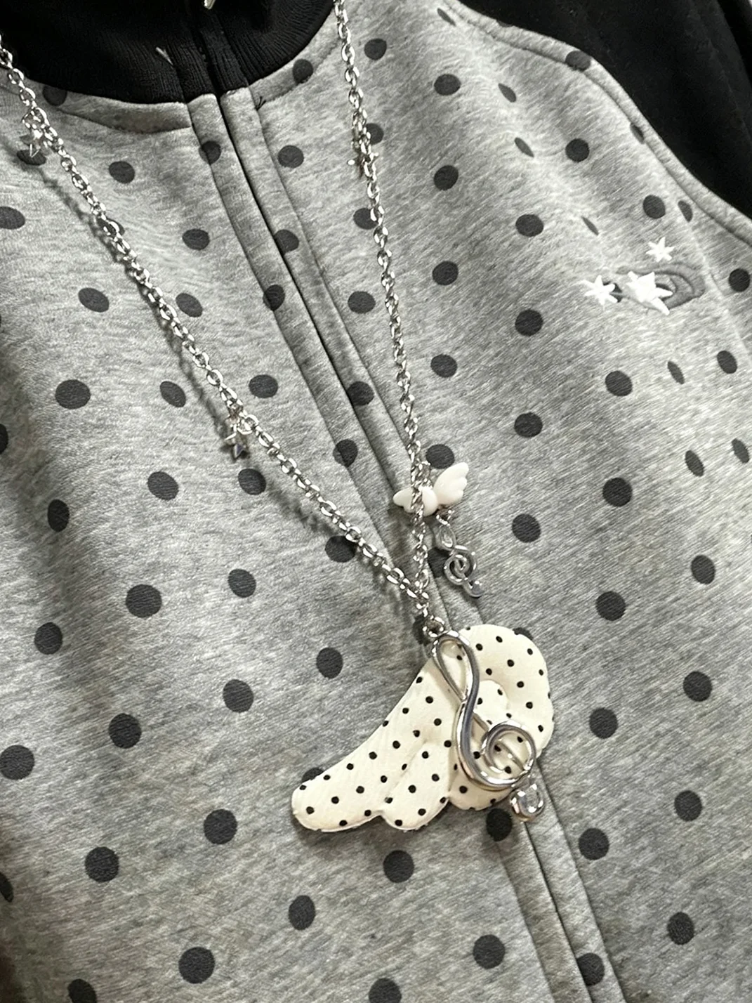 KHEPHAIA | Black White Polka Dot Wing Necklace