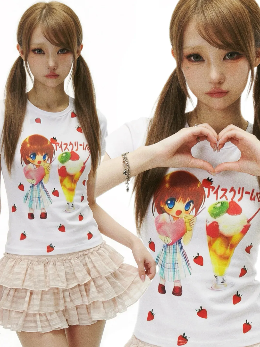 WEBBAR | Y2K Ice Cream Anime Girl Graphic T-Shirt