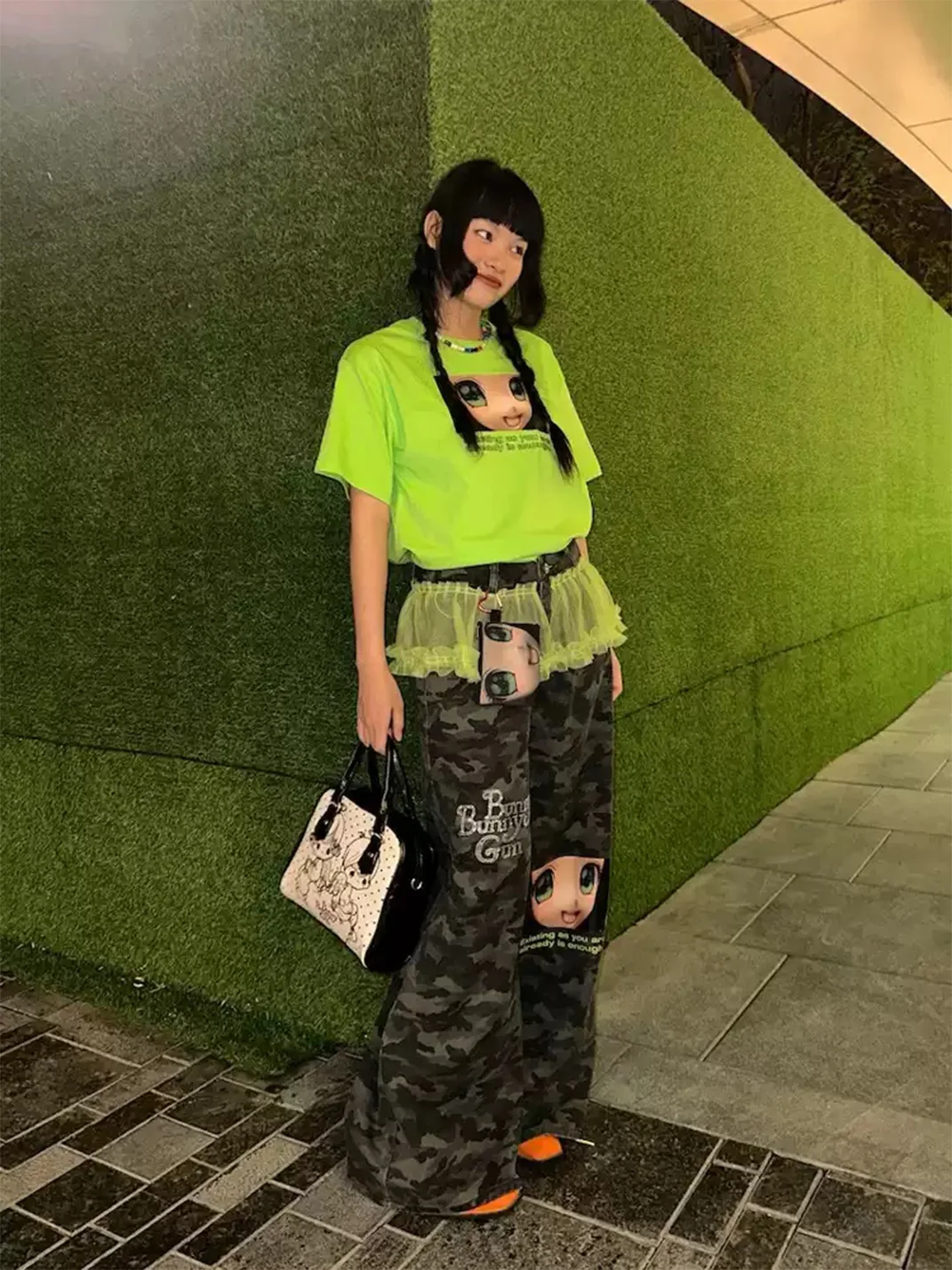 Bunnybunnygun | Y2K Camouflage Extra-Long Wide-Leg Jeans