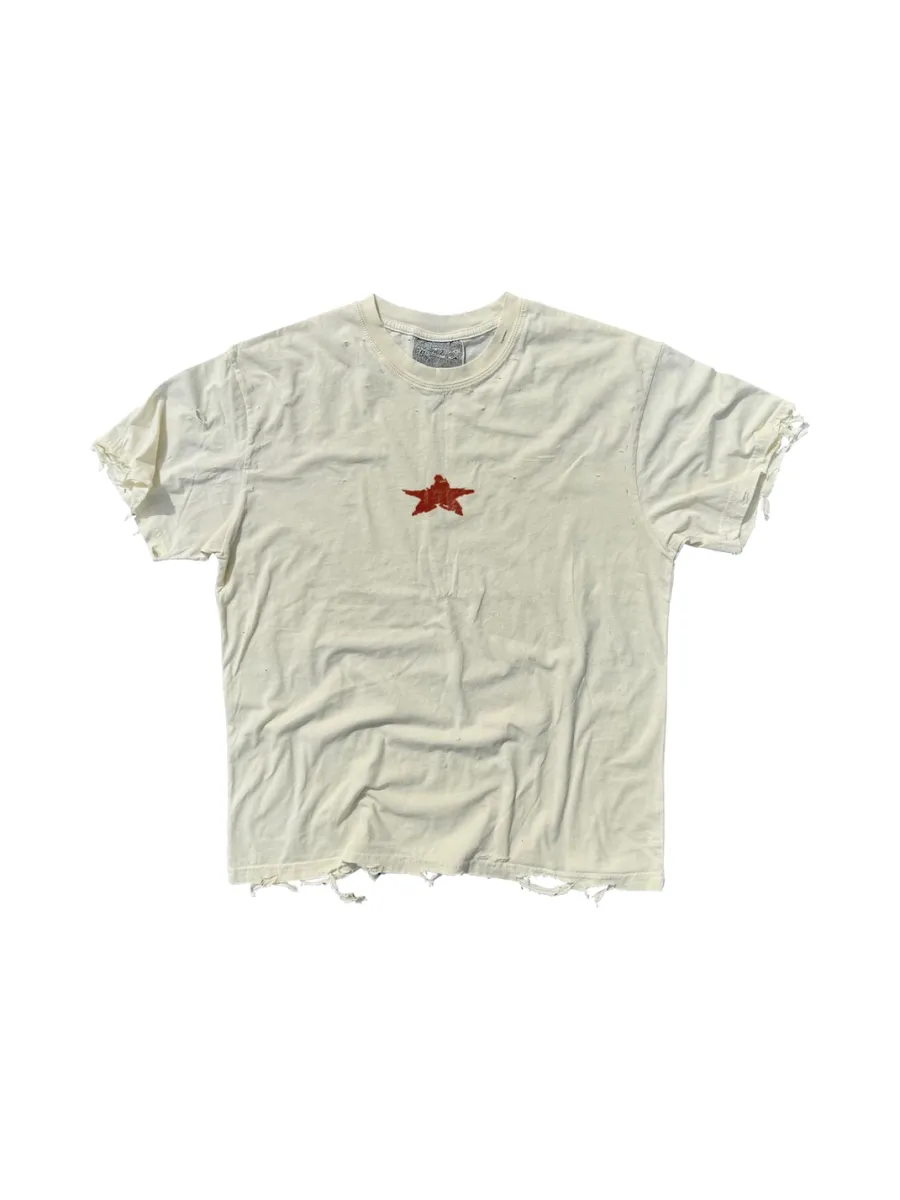 SHIBU | Distressed Star Print Washed Short-Sleeve T-Shirt - 3