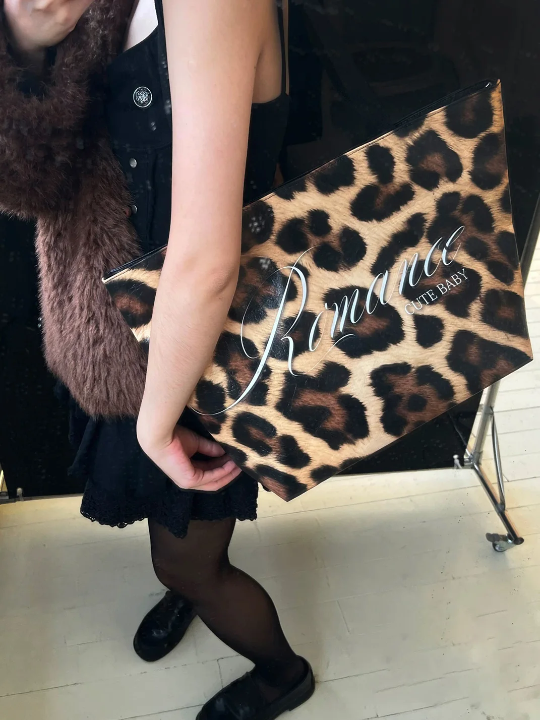 Oogreenapple | Leopard Print Tote Bag Single Shoulder Handheld