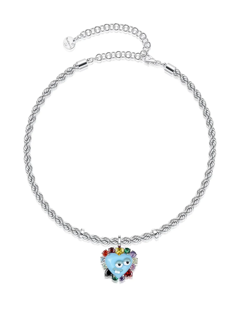 TysGrocery | Hand-Painted Pink Heart Face Pendant Necklace - 2